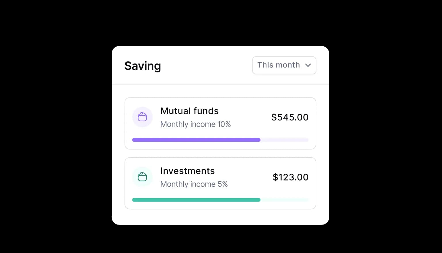 Savings widget